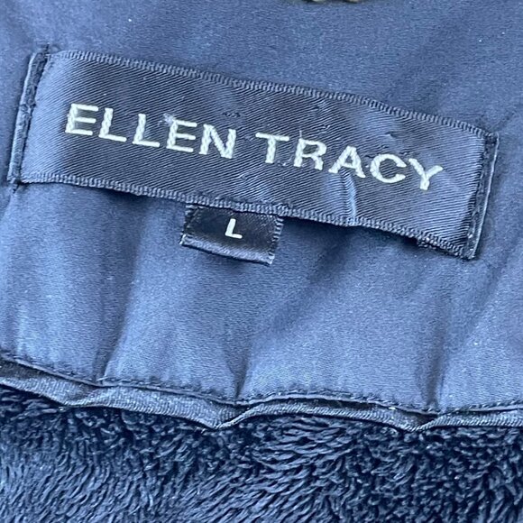 Ellen Tracy Women's Black Quilted Hooded Lightweight Jacket Plush Lining Size L - Picture 8 of 10